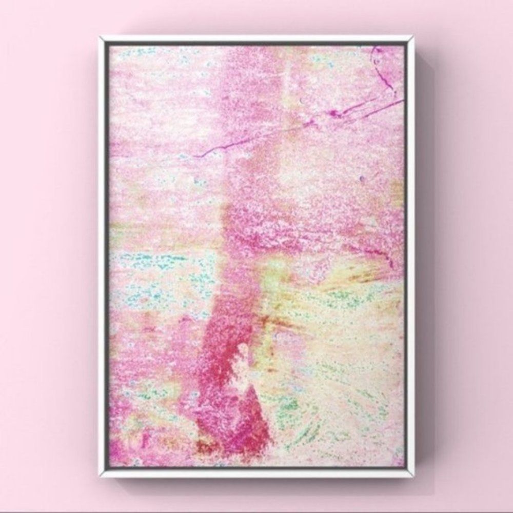 Pink yellow contemporary abstract art print
